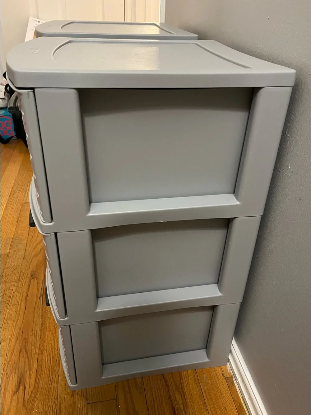 Gray Sterilite Plastic Weave 3 Drawer Slim  Storage Towers - Set of 2